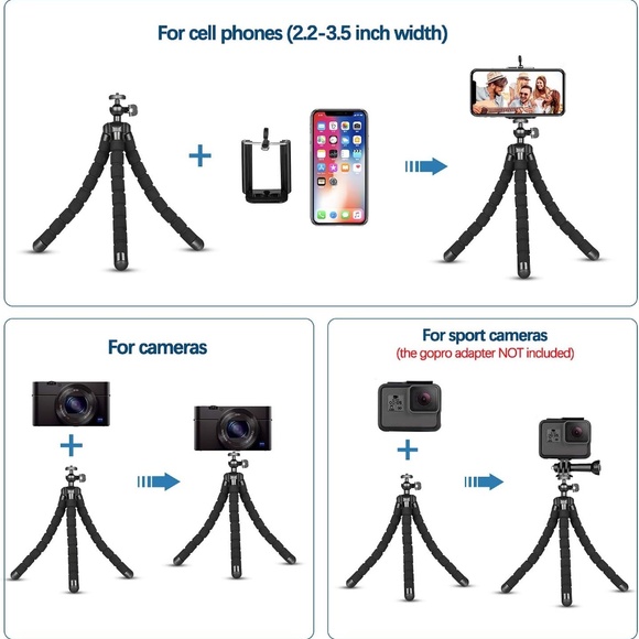 Bendable iPad/Tablet Stand & Phone/Camera/Gopro Tripod/Selfie Stick with Remote - Picture 3 of 10